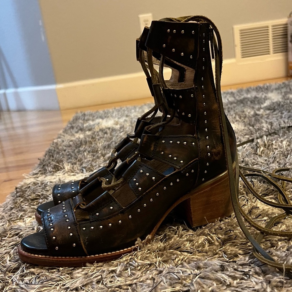 Freebird by Steven Black Studded Heeled Boots/Sandals